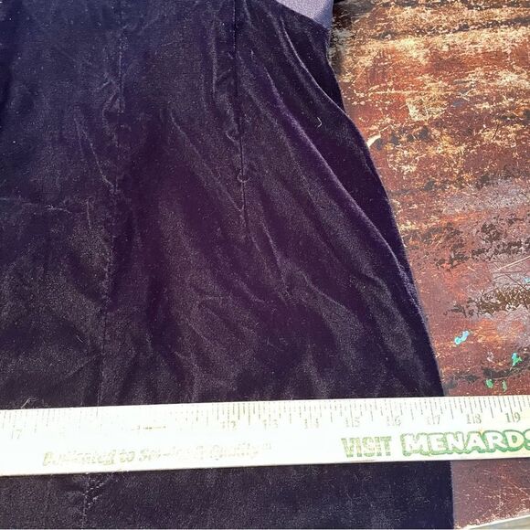 90s Vintage De Laru Linda Bernell Velvet Gown‎ Front Slit Bow Rhinestone 5/6 - Picture 14 of 16